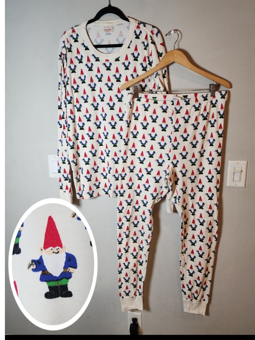 XXL Hanna Andersson Gnome Print Long John Pajama Set Organic Cotton